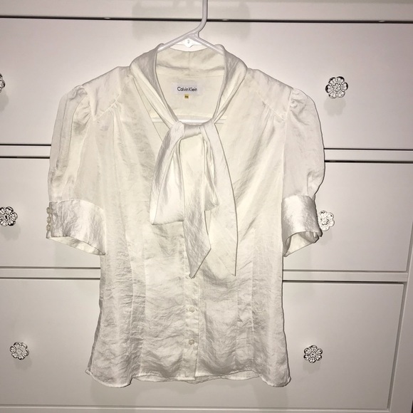 Calvin Klein Blouse White Like New - Picture 6 of 8